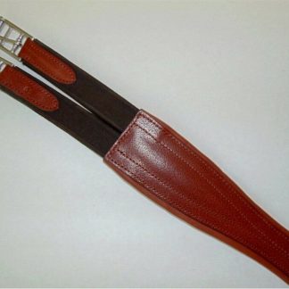 St Lourdes Grained Shaped Overlay English Girth - Oak - 50in.