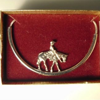 Rodell Western Pleasure Horse & Rider Slider Necklace - Sterling - NIB