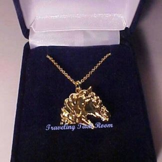 Horse Head Pendant Necklace - 5/8" x 5/8" 22K Plate Signed - Zimmer Design