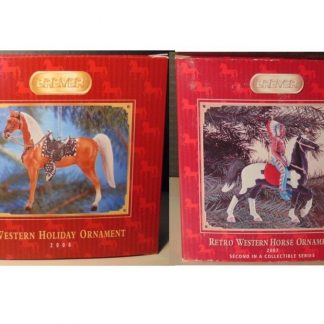 Breyer Both Retro Ornaments Western Clock Horse & Indian Chief on Prancer - NIB
