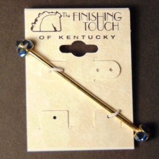 Tie Bar w/ Round Blue Denim Crystals Saddle Seat Shirt Gold Plate New