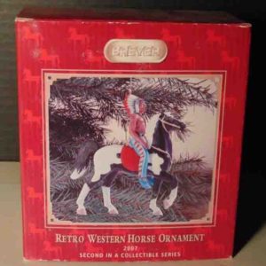 Breyer Porcelain Retro Fury Prancer Pinto w/ Indian Chief 2007 Ornament - NIB