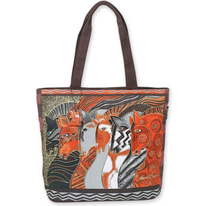 Laurel Burch Moroccan Mares Canvas Shoulder Tote - New